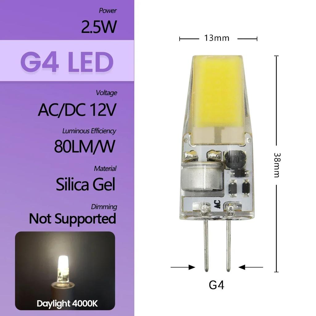 High Light LED MINI G4 AC DC 12V 24V Low Power 1.2W 1.4W 1.5W 2W 3W Efficiency Strobe Free for Crystal Chandelier Kitchen Toilet