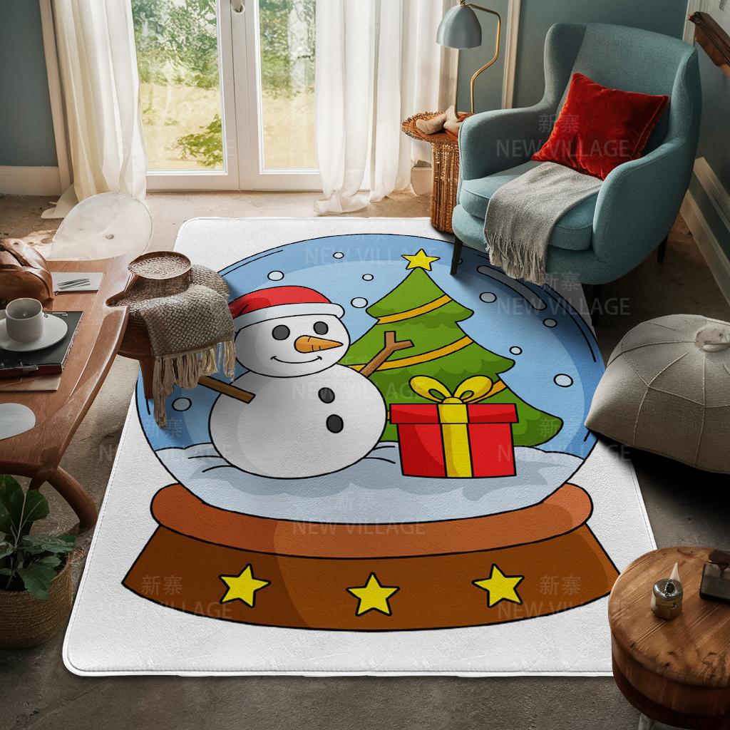 House Entrance Carpet Home Door Mat Living Room Bath Foot Bathroom Non-slip Water Absorption Rugs Bath Merry Christmas Winter