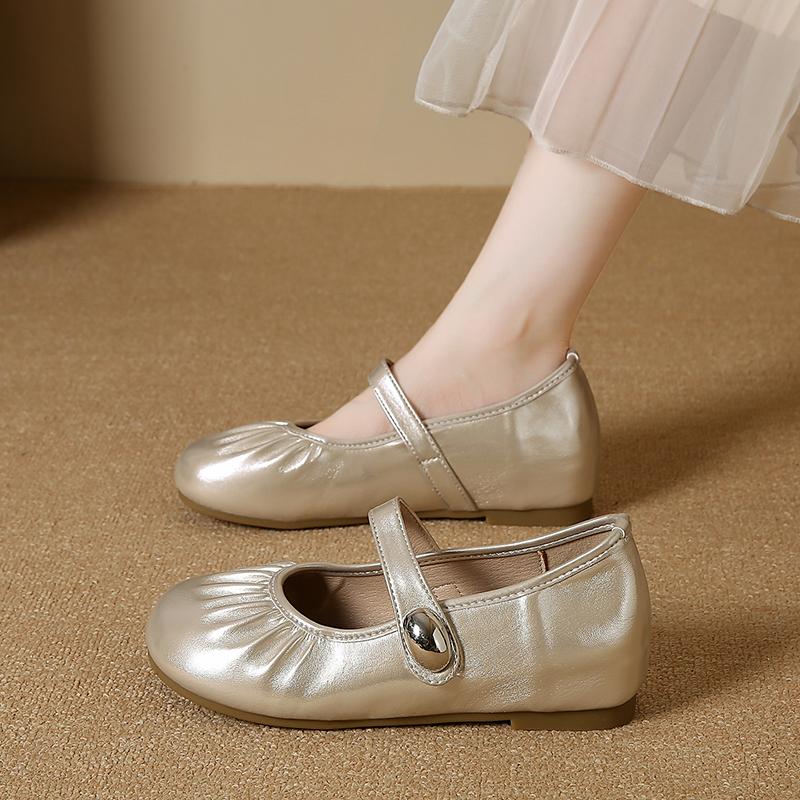 

CRLAYDK Women Round Toe Casual Slip On Fold Loafers Ladies Mary Jane Lightweight Leather Dress Shoes Driving Mocs for Lady 35