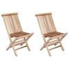 Folding Garden Chair 2 Pcs Natural Solid Wood Teak