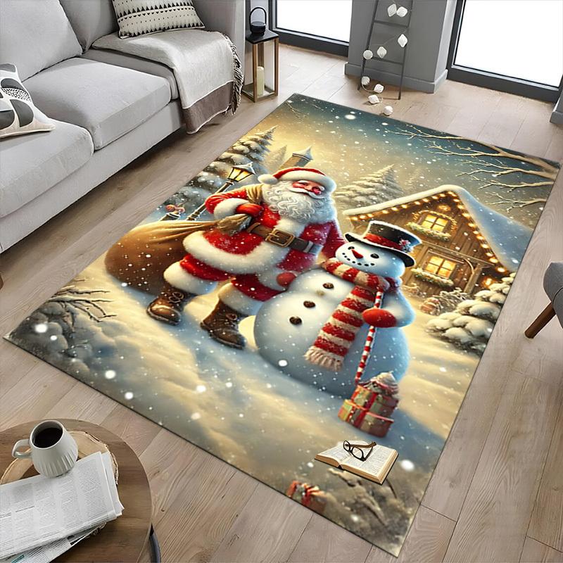 1 Stück Weihnachtsmann Schneemann Teppich Büro Teppich Außenmatte Heimdeko Bereichsteppich Festival Geschenk