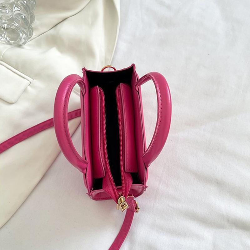 Elegantní Retro Jednobarevná Mini Kabelka Všestranná Korejský Styl Vzor Srdce Láska PU Kůže Crossbody Taška přes Rameno pro Středoškolačky