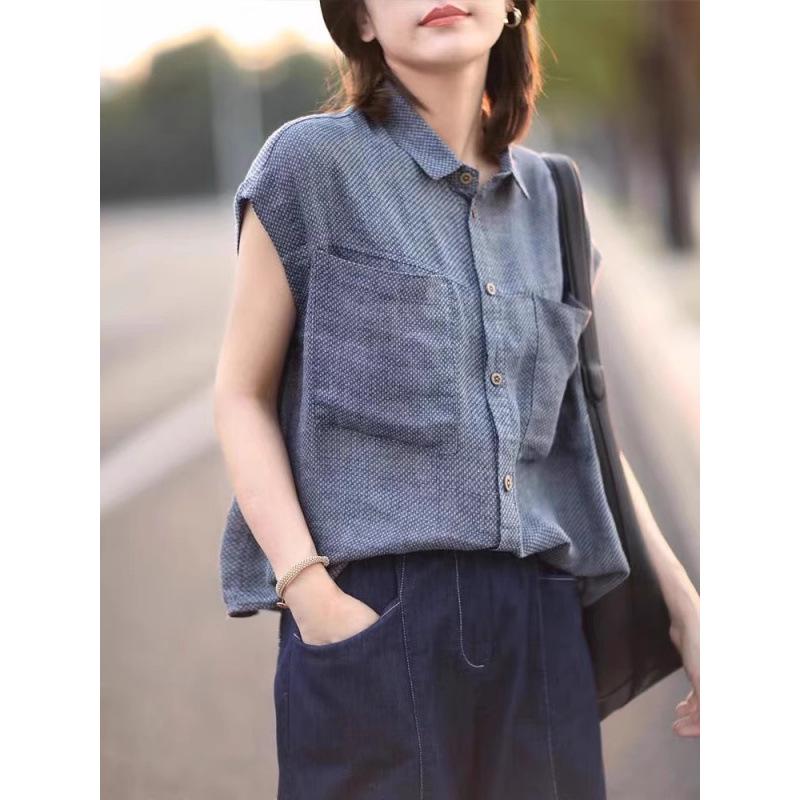 Women's Retro Slimming Plaid Linen Shirt