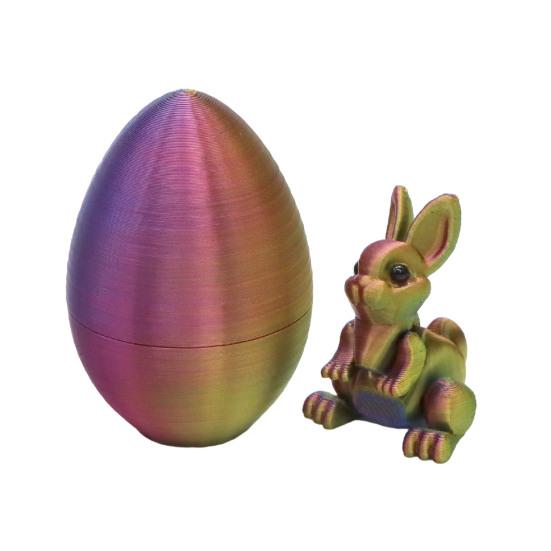 

Великоднє Прикраса-Яйце з Вушками Кролика з Рухомим Кроликом Всередині 3D-друкована Фігурка Кролика з Рухомими Суглобами Іграшка-Антистрес Декорація для Великодньої Вечірки D
