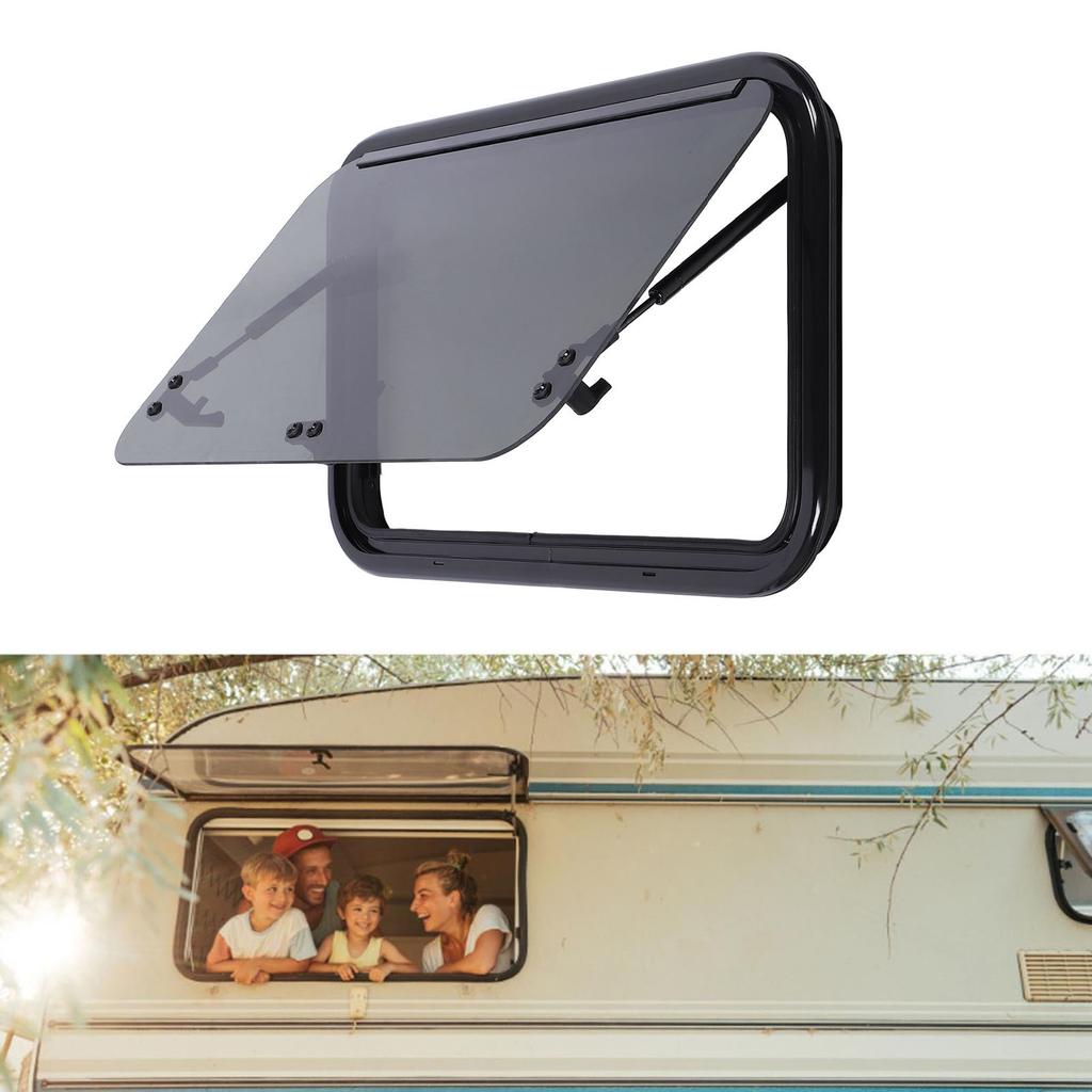 28 X 16 Inch RV Window Aluminum Alloy Frame Tempered Glass Sun Blocking with Hydraulic Support Rod for Trailer Motorhome