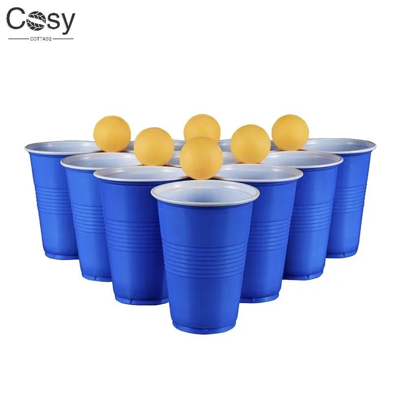 50pcs 16oz Plastic Party Cups For Beer Pong, Disposable Water Cups Recyclable Red Cups with Fill Lines For Drinks,bbq,picnic