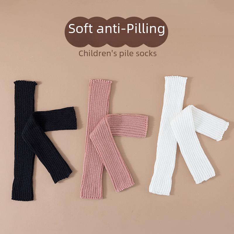 2025 Children's Vertical Stripe Over-the-Knee Leg Warmers - Breathable Spring/Summer Knitted Knee Pads and Scrunchy Long Socks for Girls.