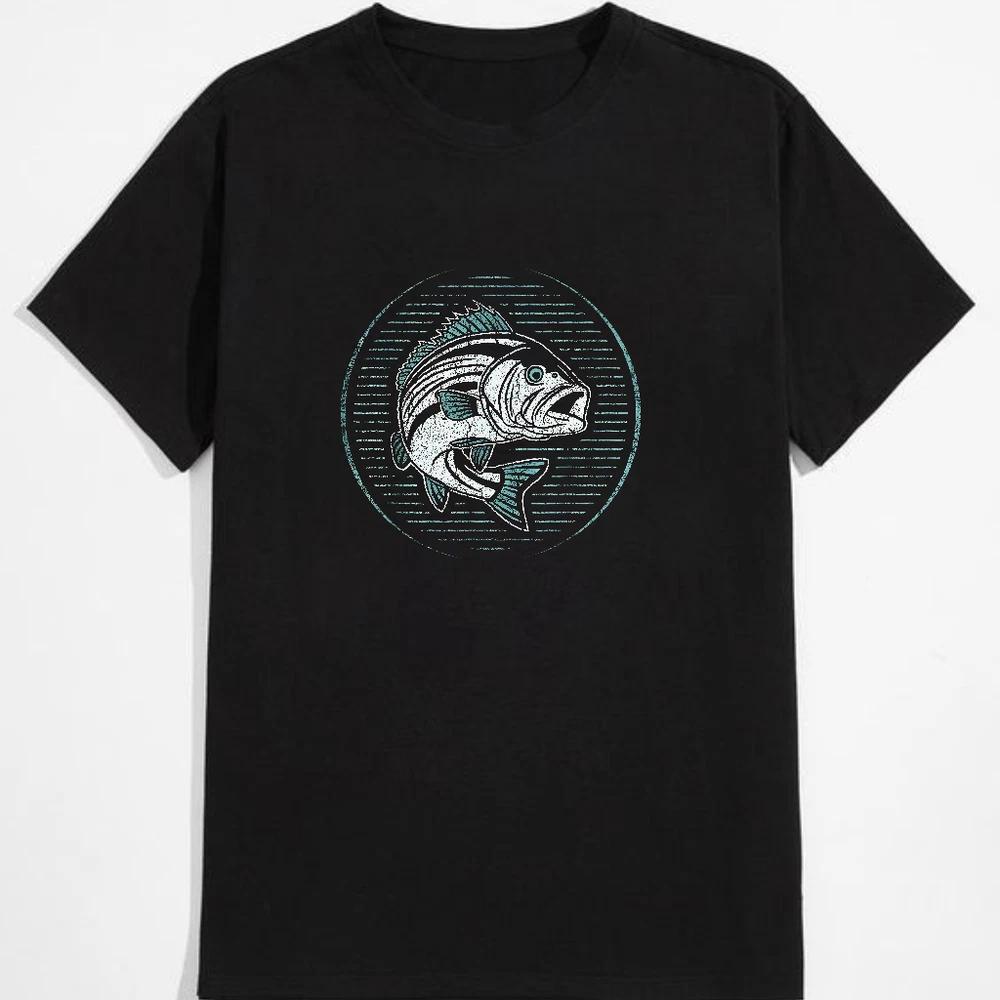 Outdoor wildlife fish graphic tshirt in black  sizes s to 5xl S