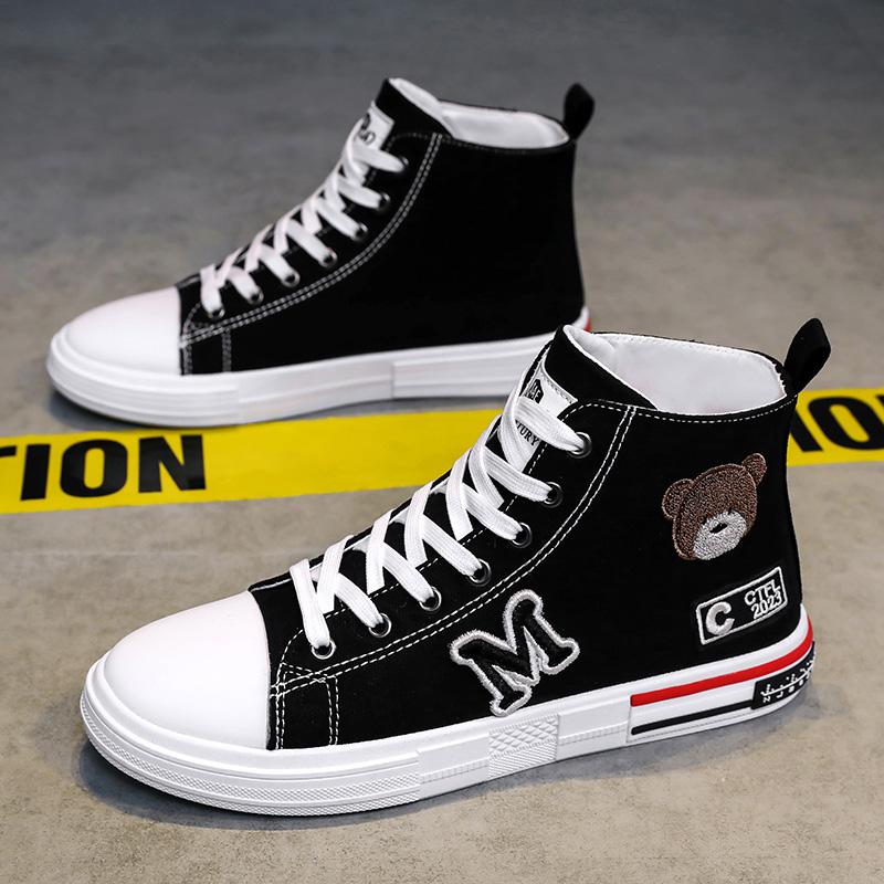 Loafers Sports and Leisure Canvas Skateboard Fabric Male Sneakers Casual Sneaker Mid-top Shoe Soft and Comfortable All-match
