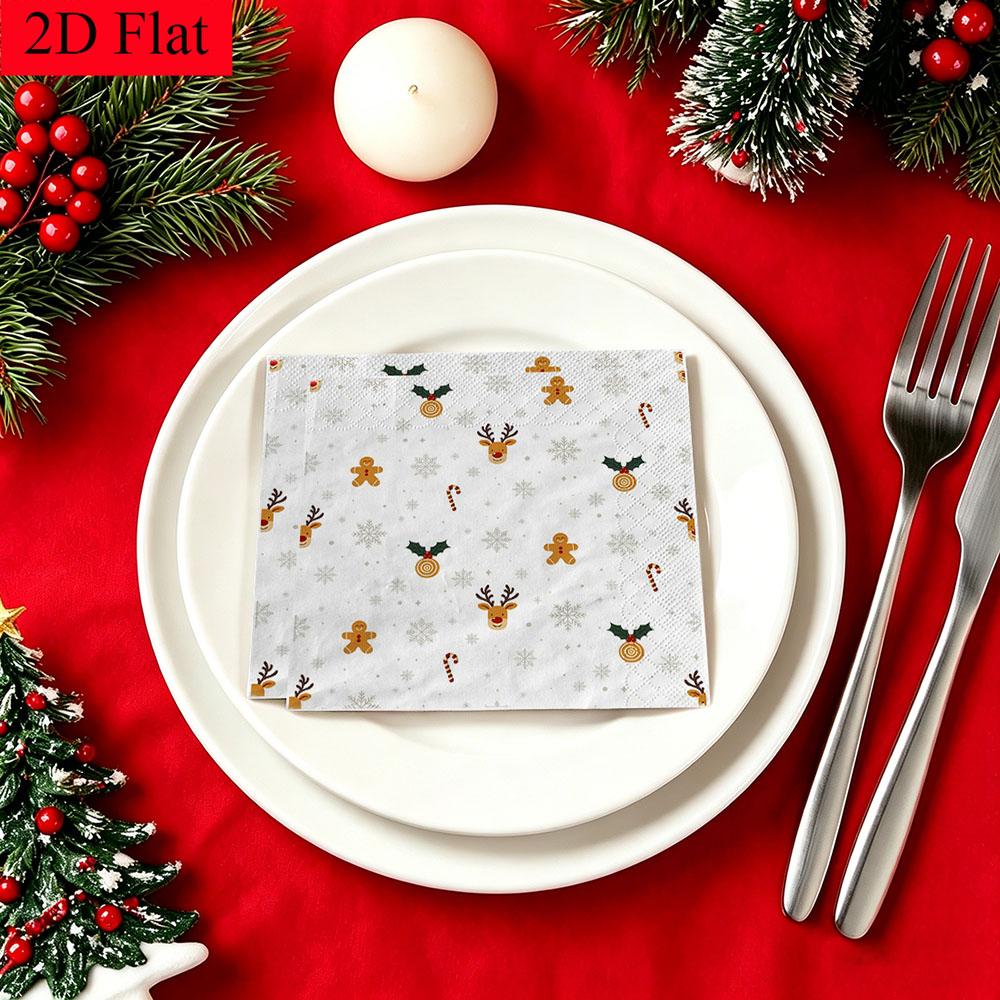 20pcs Disposable Napkins with Christmas Elements Pattern Print for Wedding,Parties,and Daily Use for Thanksgiving Fall Christmas Table Decoration