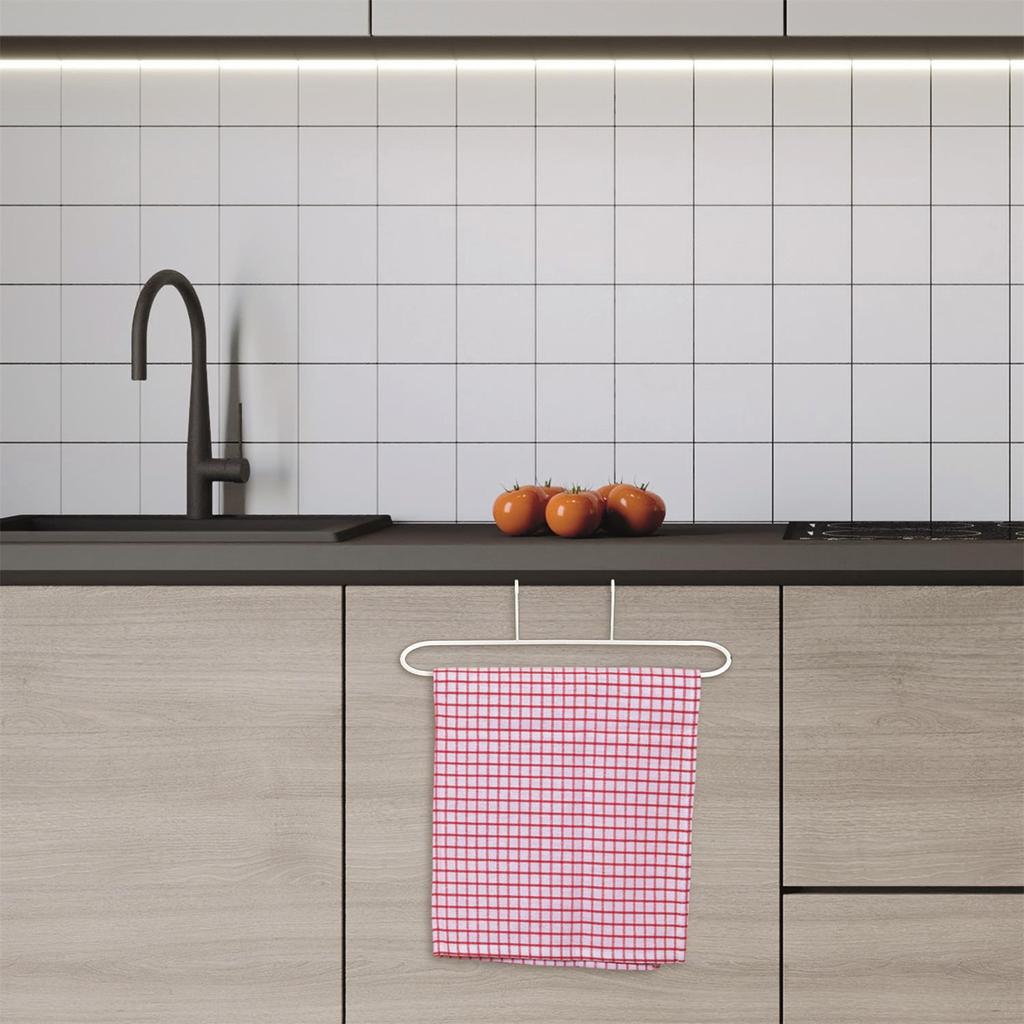 Holder/Hanger For Kitchen Towel/Cloth, White, Metal