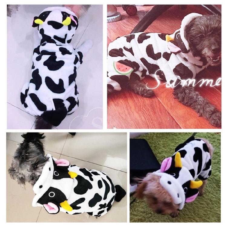Hooded Dog Winter Coat Cow Pullover for Cold Weather Four-Legged Clothing