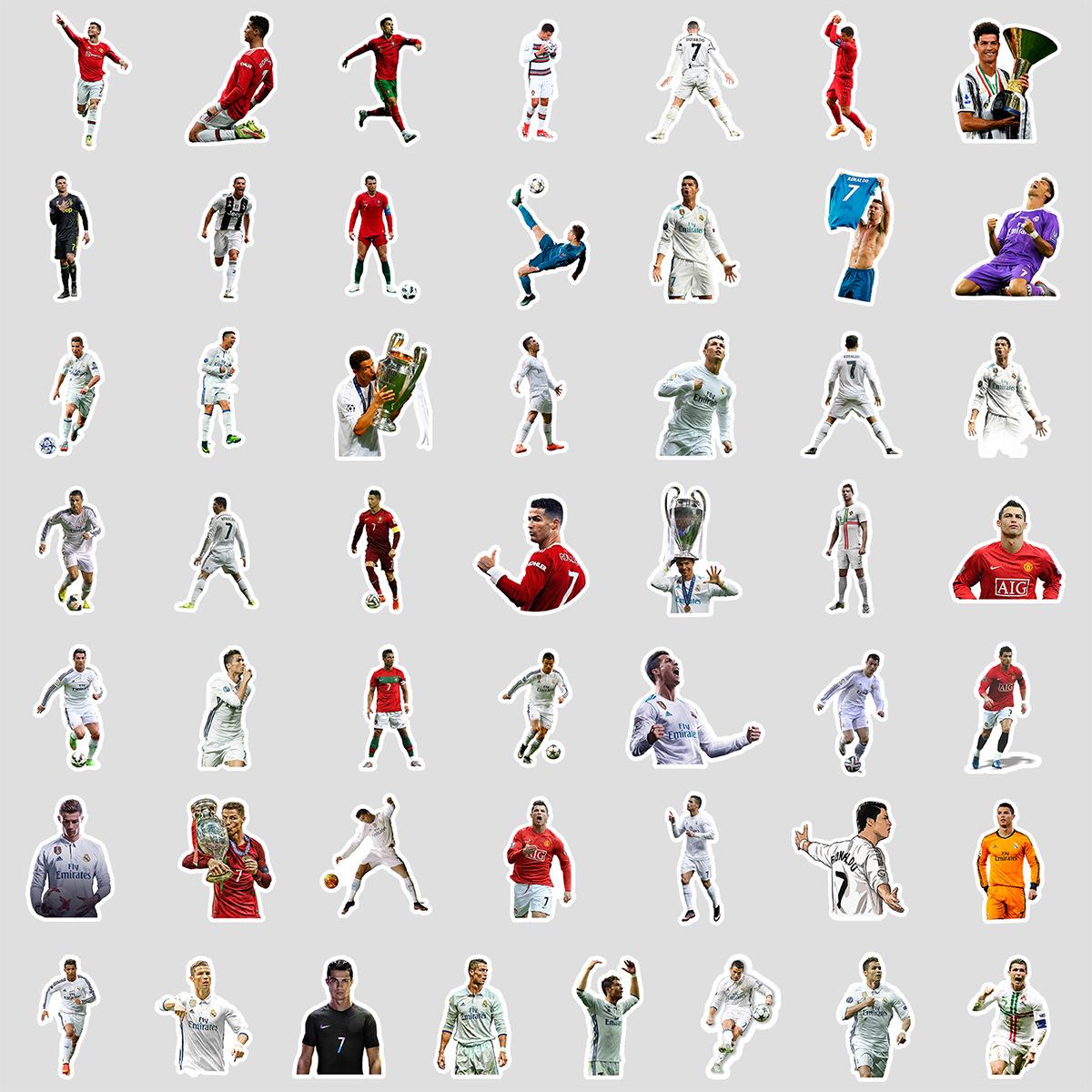 50 Cristiano Ronaldo Football Graffiti Stickers for Water Bottles, Phones, and Laptops - Creative Sports Decals.