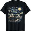 Three River Otters Van Gogh Starry Night River Otters Lover T-Shirt(1)