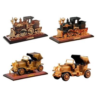 Antique Train And Old Car Design Manaul Wind Up Music Box with Base For Home Decoration Desk Shelf Display Ornament