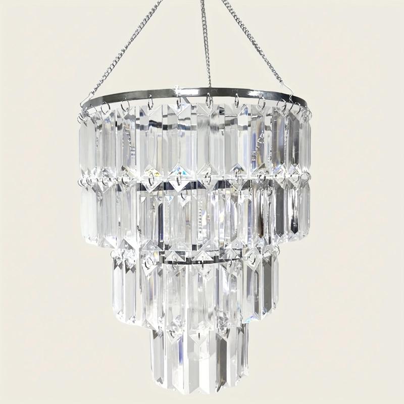 

1 шт. Абажур Элегантные люстры для потолка стола Полуприлегающая люстра Прикроватный декор Дизайн, похожий на кристалл Романтичный серебряный