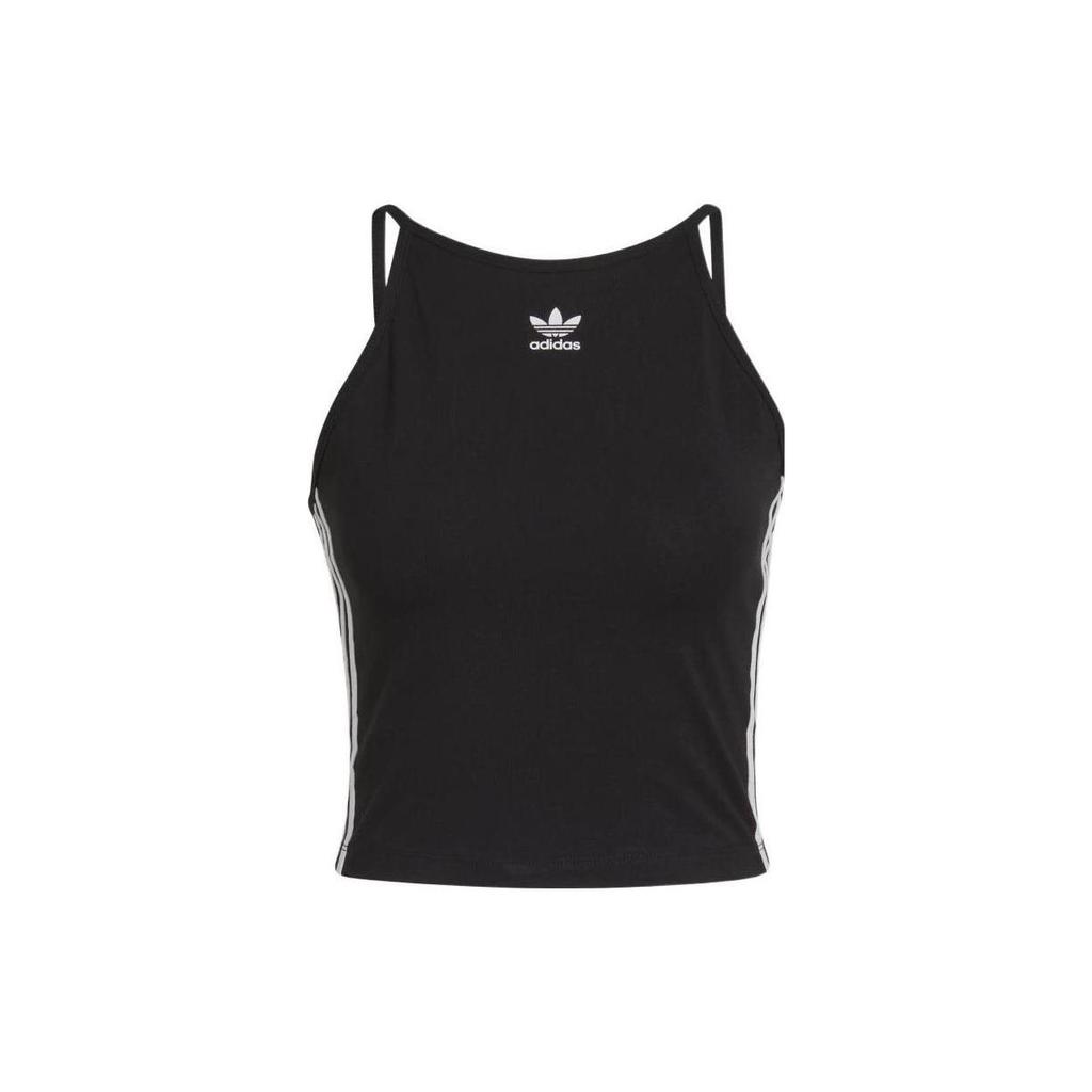 Adidas Originals Adicolor Trefoil Striped Logo Front Sports Vest Women Tops Black HC1978