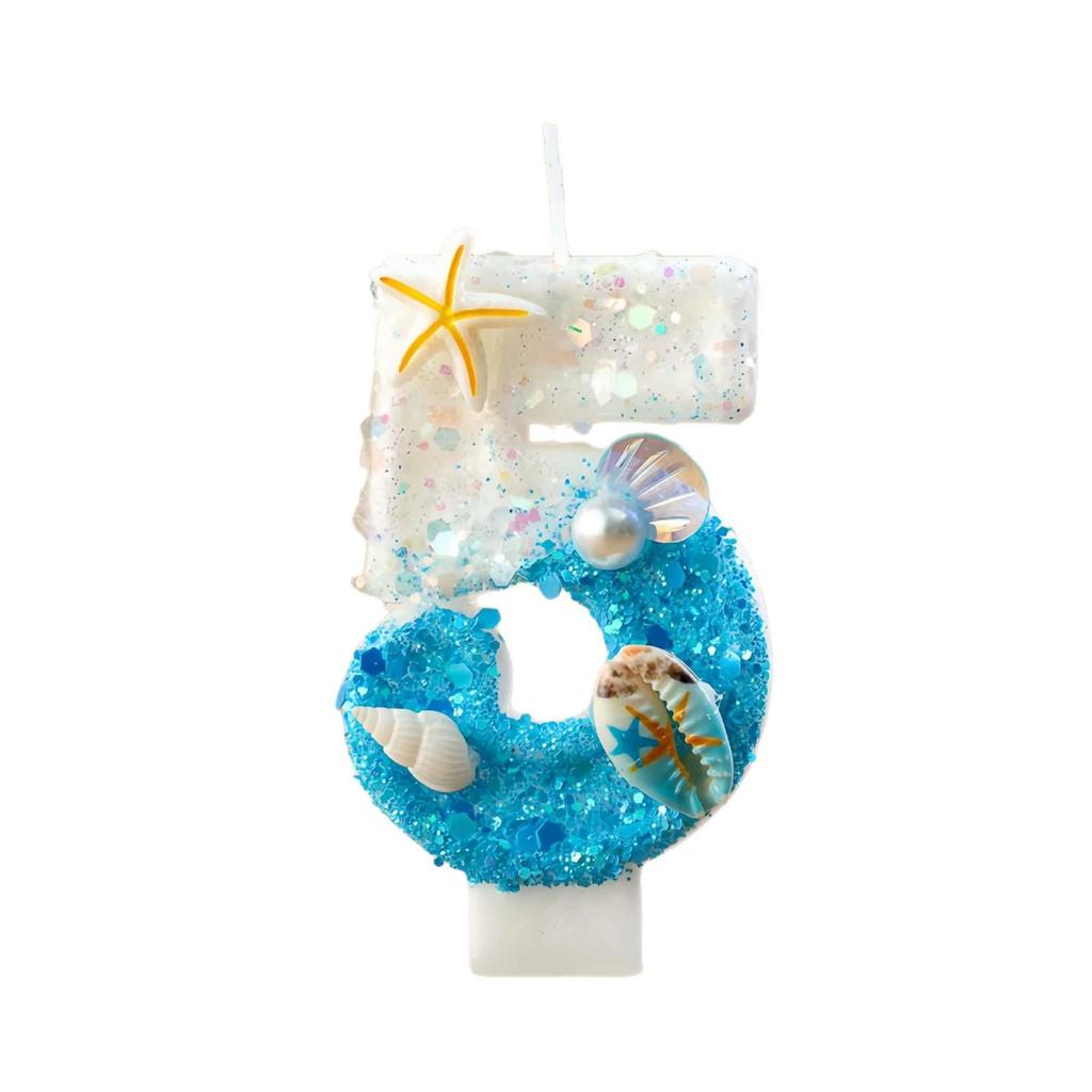 TEMU Xiyin Ocean-Themed Starfish & Conch Birthday Candles (Numbers 0-9) Cake Decorations