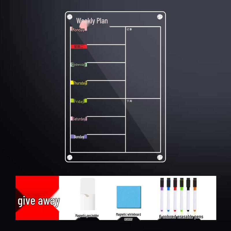 Clear Magnetic Acrylic Double-Layer Dry Erase Board for Refrigerator