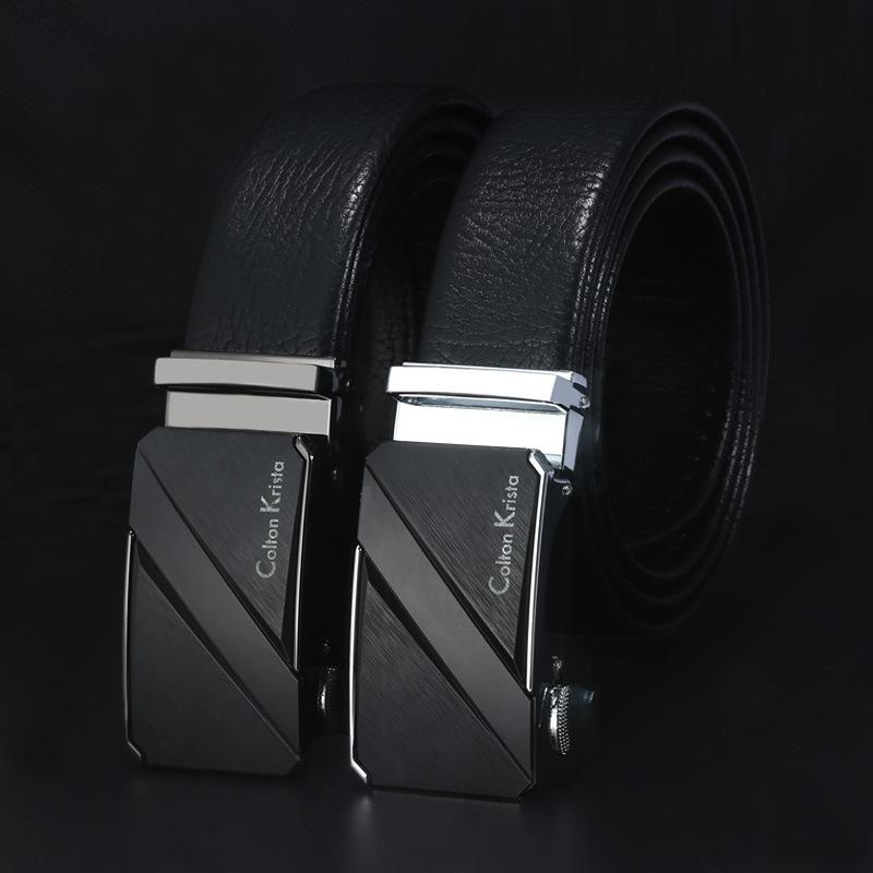 Men'S Belt Business Casual Cowhide Belt Automatic Buckle Medium Belt Boys Trendy Belt