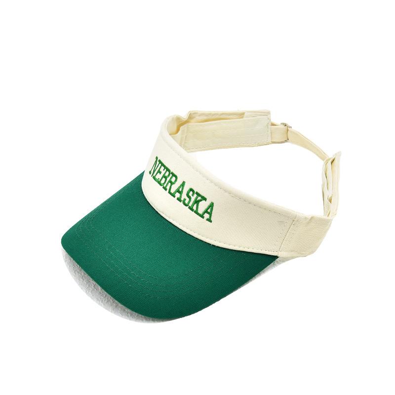 

Цветной пустой цилиндр для женщин Летняя бейсболка с вышивкой букв Универсальная спортивная защита от солнца Солнечная шляпа (56-58cm)