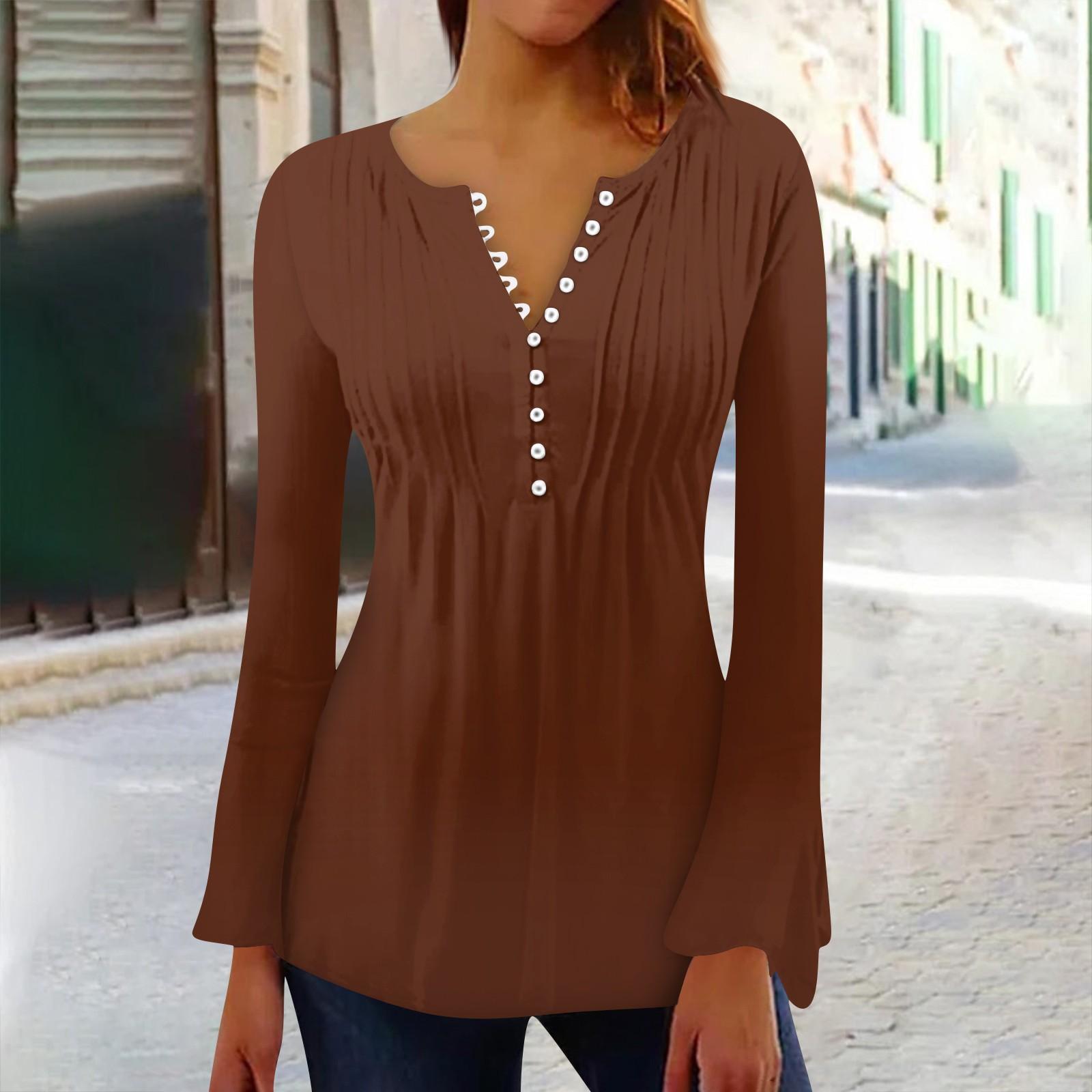 

Женская рубашка с воротником-колокольчиком и пуговицами с принтом и длинными рукавами, праздничная базовая туника, тонкий топ, однотонная футболка XXL