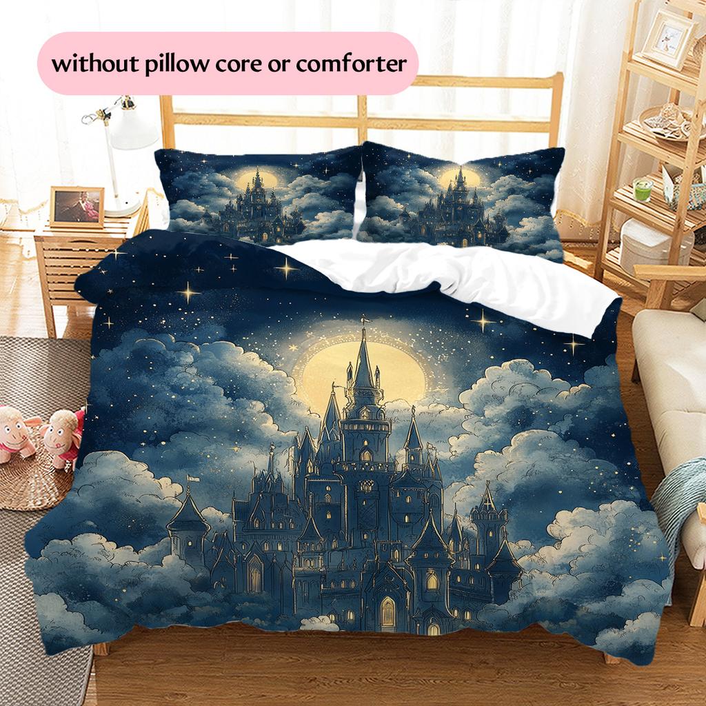 Sky Castle Pattern Bedding Quilt Set  Home Decoration  Gift (1 * Duvet Cover + 2 * Pillowcase  Without Core)