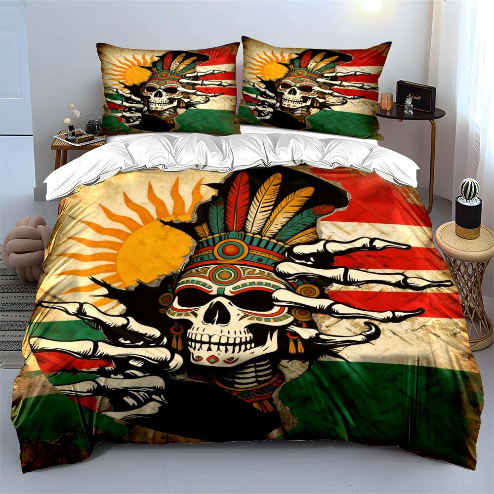 Skull Design Three-Piece Set Soft Comfortable Duvet Cover Bedding Set Included 1*Duvet Cover & 2*Pillowcases, Gift