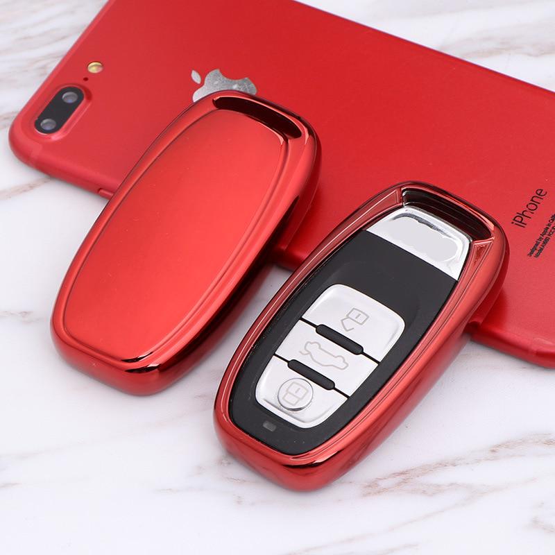 Red//Black kwmobile Key Cover Compatible with Audi A6 A7 A8 Q7 Q8