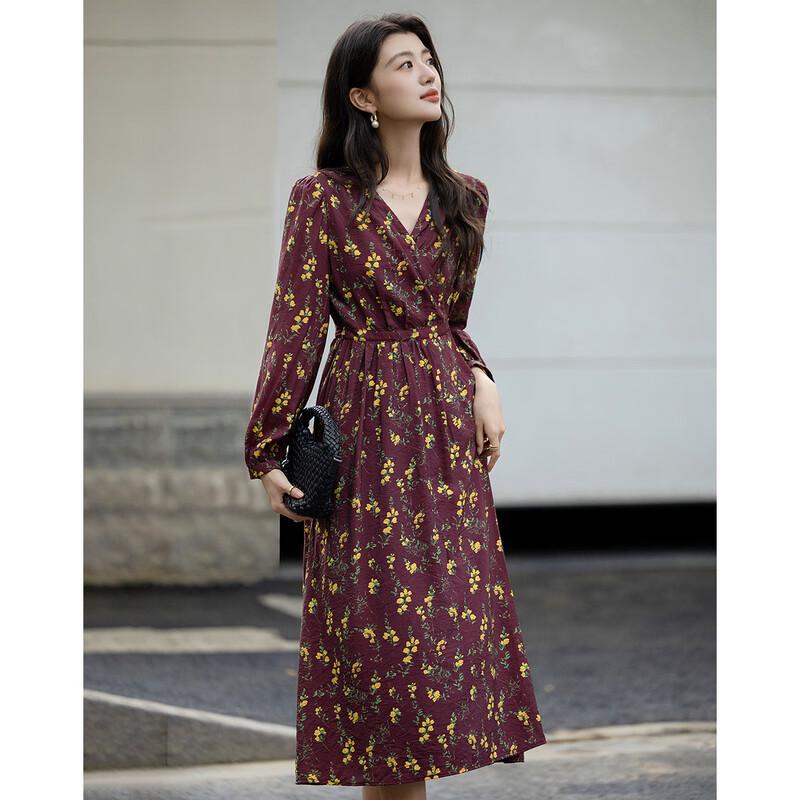 Demana Autumn French V-Neck A-Line Wrap Tea Dress
