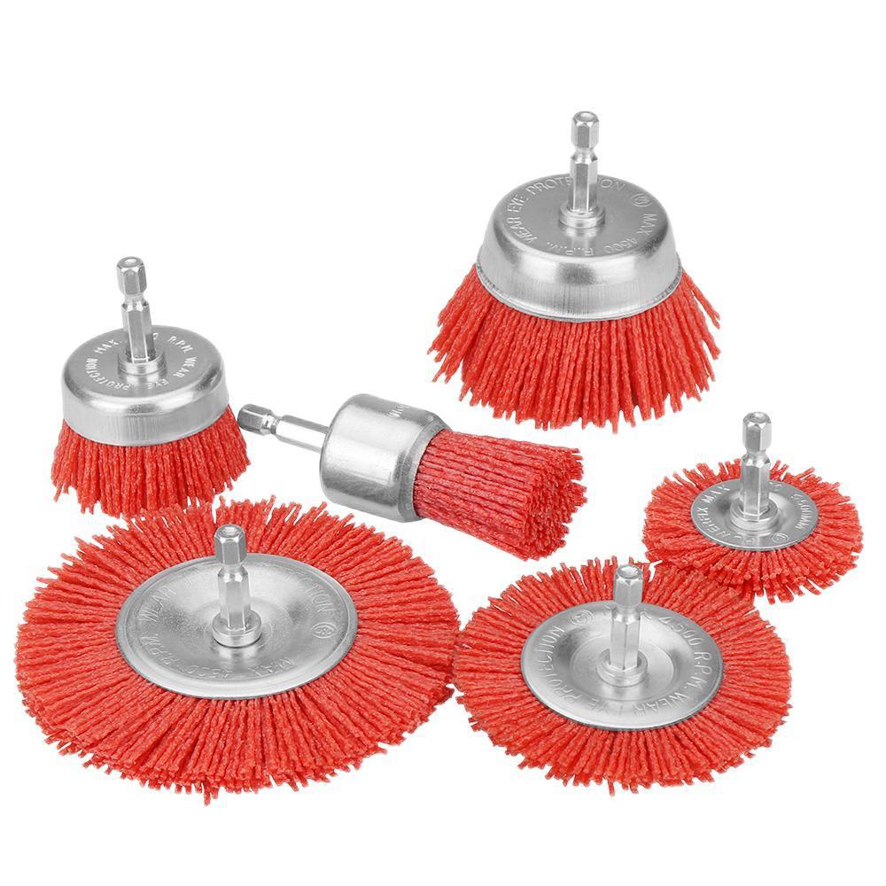 Abrasive Hex Shank Nylon Wire Drill Brush Set for Grinding, Polishing & Rust Removal