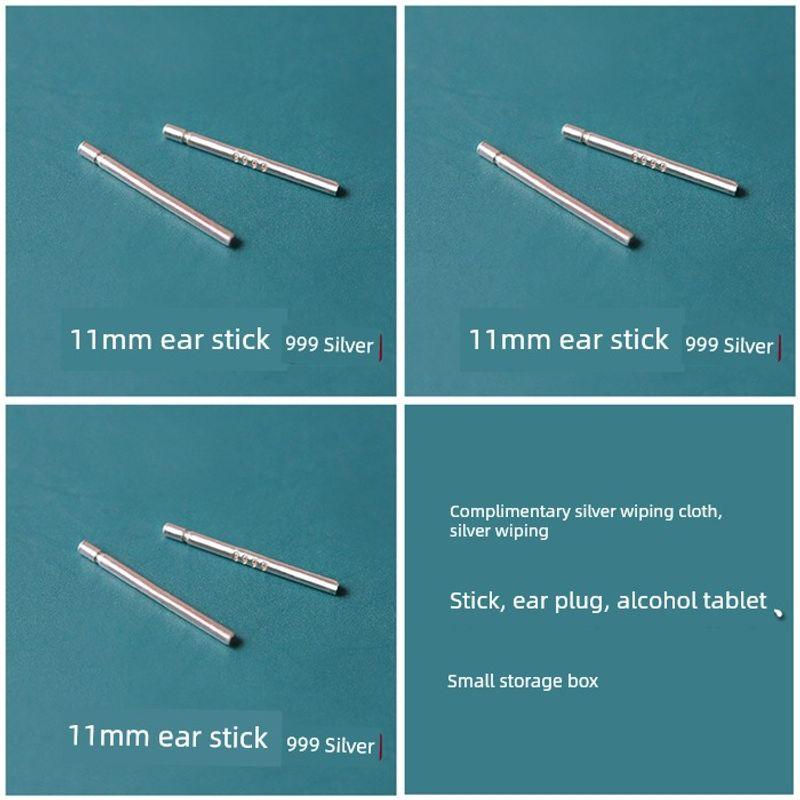 

Stud Earrings for Women Ear-Caring Pure Silver Auricular Needle Bar No Need to Take off Simple and Compact Ear Rings Hypoallergenic Earring Bone Nail 3 pairs of 11mm Tremella sticks