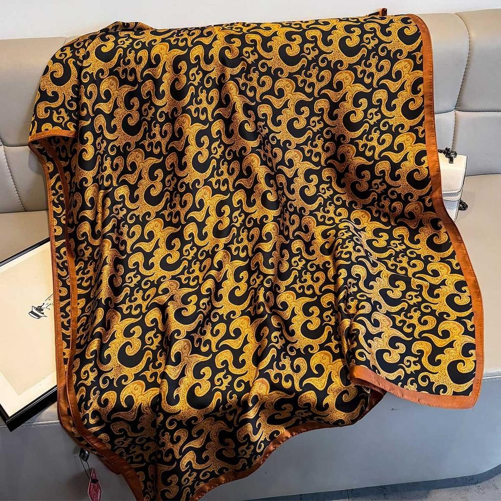 Women Luxury Scarf Soft Satin Headband Hijab Print Large Scarf Turban Foulard Summer Beach Stoles Wraps Shawl