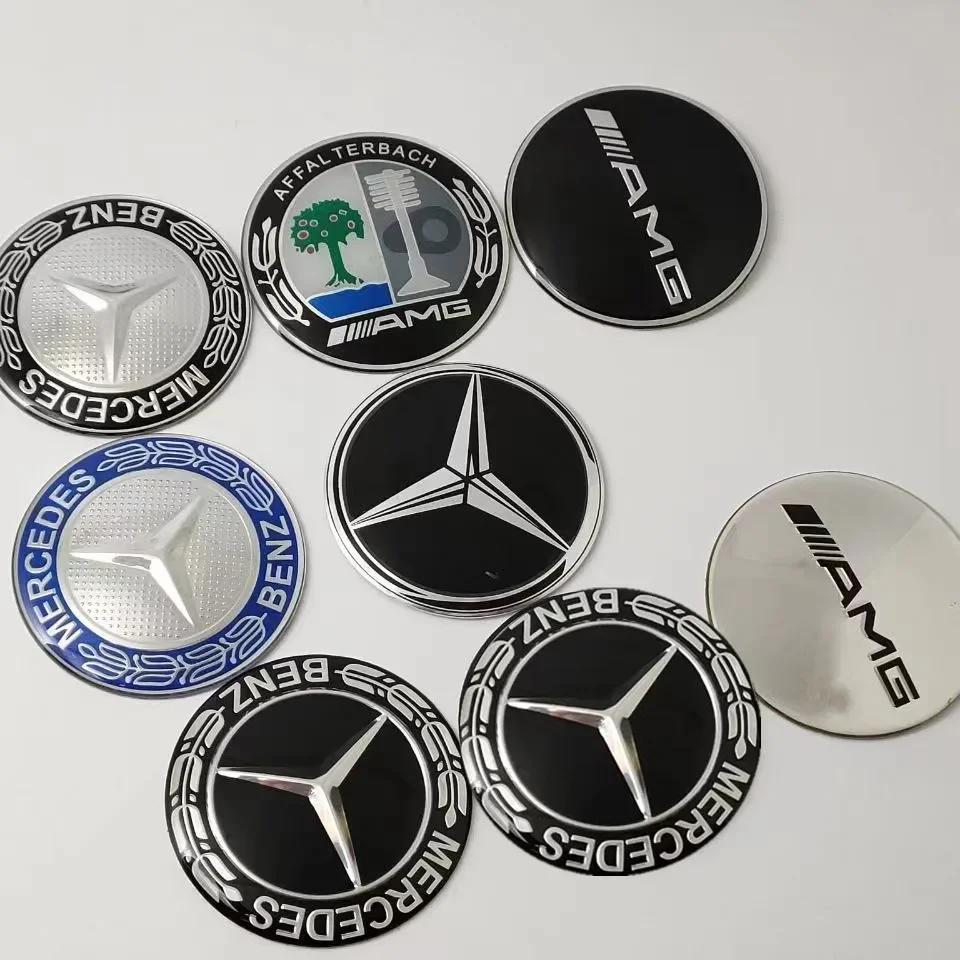4 SZTUKI 56mm 65mm Naklejka z Emblematem Środkowego Kołpaka Koła Samochodowego dla MERCEDES BENZ W203 W204 W205 W209 W210 W211 W212 W176 W166 W163 W221