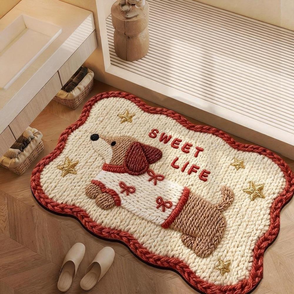 Durable 40*60cm Bath Mat Dirt-scraping Surface Water Absorption Pony Door Mat Household Washable Doormat Home Decoration