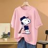 Snoopy Baseball Cartoon Anime Women T-shirt Summer Short Sleeve Men Tee Shirts Tops 2025 New Fashion Couple Clothes