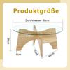 Modern Round Glass Coffee Table – diameter 80 cm with Transparent Top. Fan-shaped Frame, Table Legs MDF Natural Wood Tone. Ideal for Living Room.