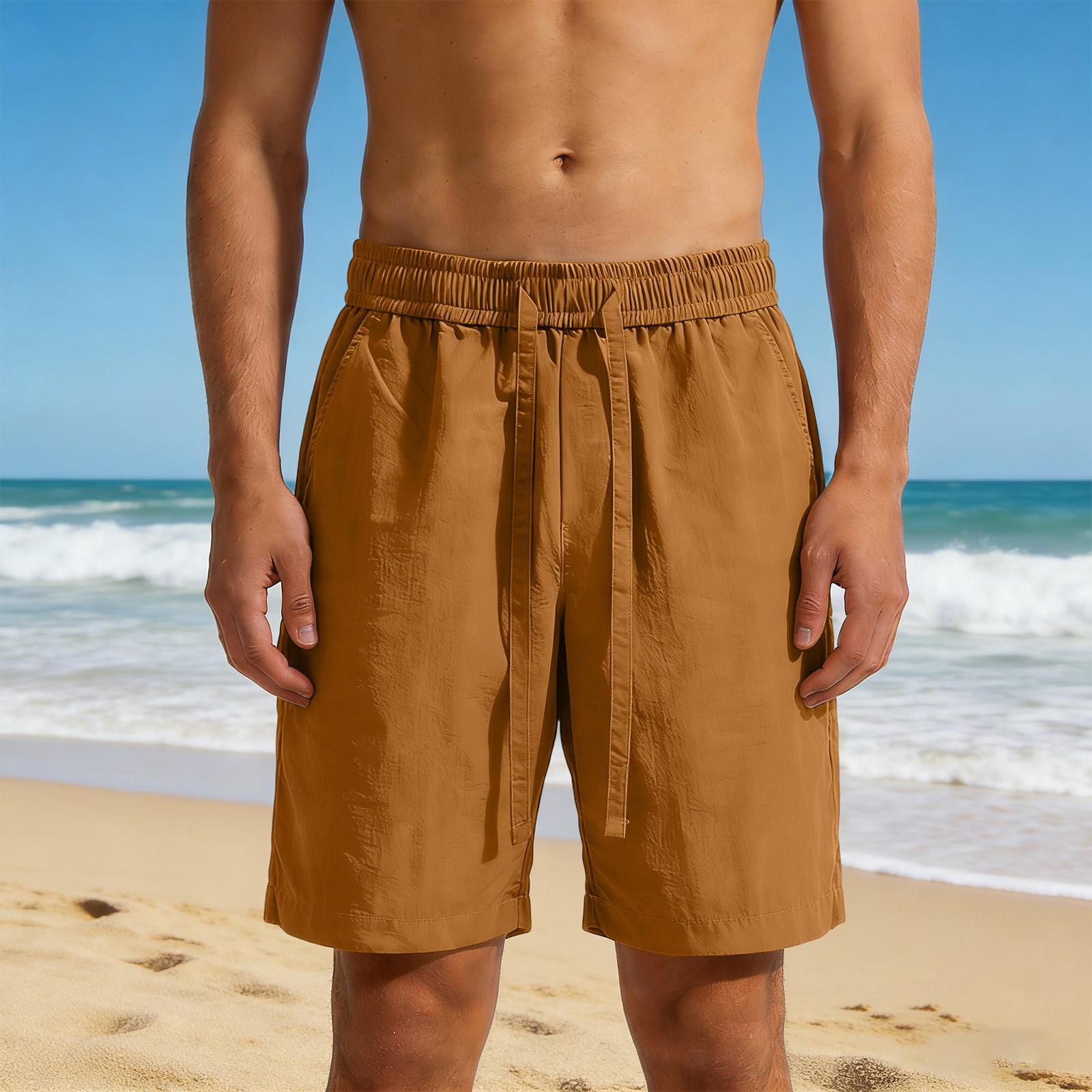 

Men s Sports Casual Five-point Pants Beach Shorts XXL верблюд