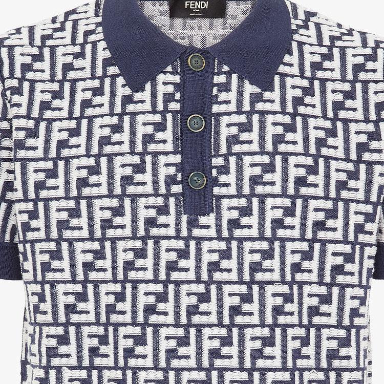 FENDI Ff Motif Short-Sleeved Knit Polo Shirt FZC349AR85F04V6