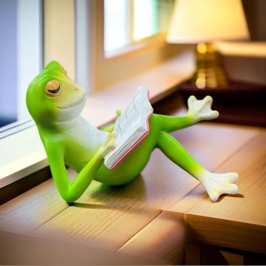 Animal Lying Down And Reading Creative Ornaments Leisure Vacation Relaxation Ornaments Desktop Living Room Balcony Landscaping