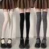Wool Socks Woman Autumn/Winter Solid Color Thigh High Medias Lolita Thick Warm Stockings Black White Long Leg Socks For Female
