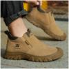 plus size men fashion steel toe cap work safety boots cow suede leather welding shoes worker chelsea ankle botas safe footwear