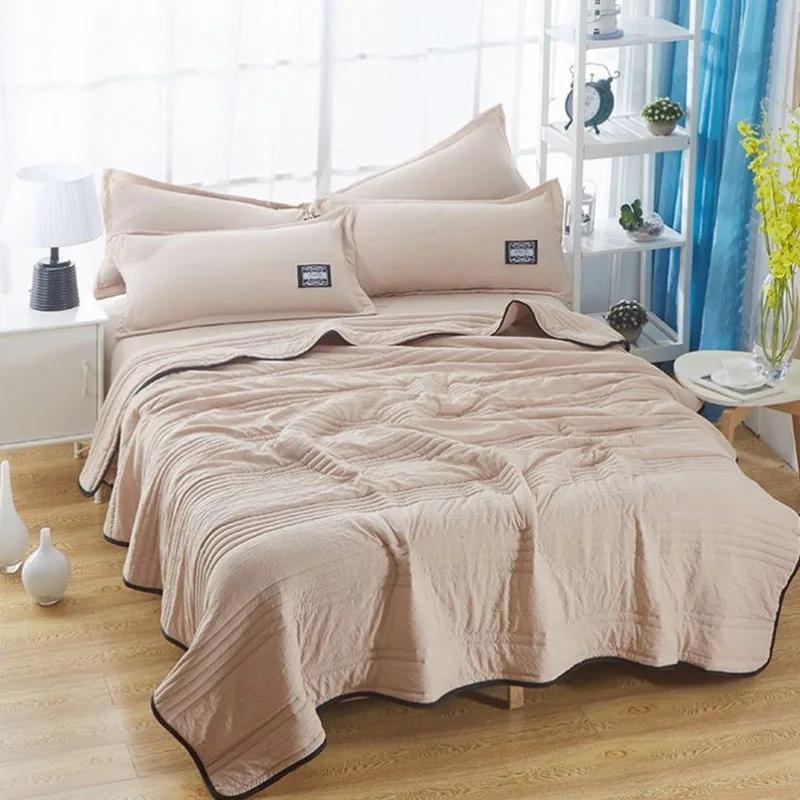 Solid Color Quilted Summer Striped Quilt Nordic Comfort Air Condition Blanket Skin-Friendly Home Soft Bedspread For Adults