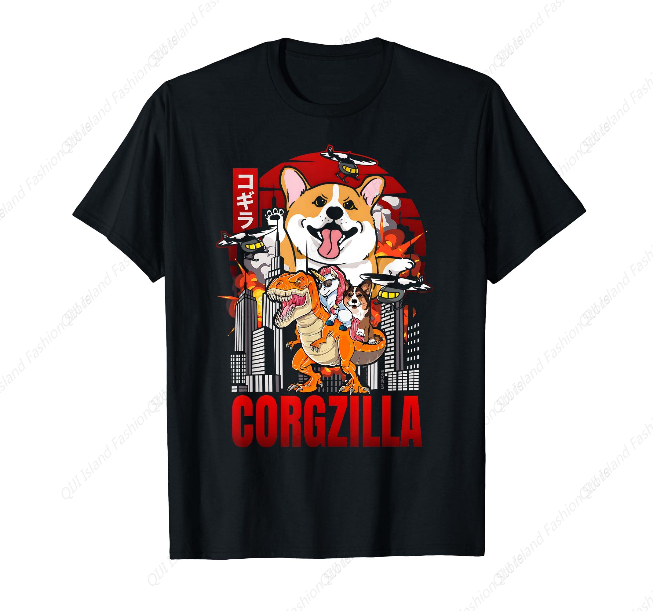 Funny Japanese Corgzilla Unicorn Funny Dog Corgi Lovers TShirt S