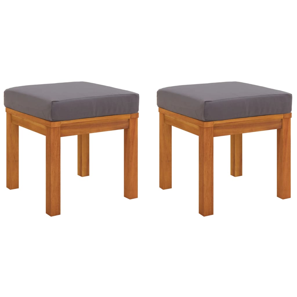 Garden Stool with Cushions 2 Pcs 40 X 40 X 42 Cm Solid Acacia Wood
