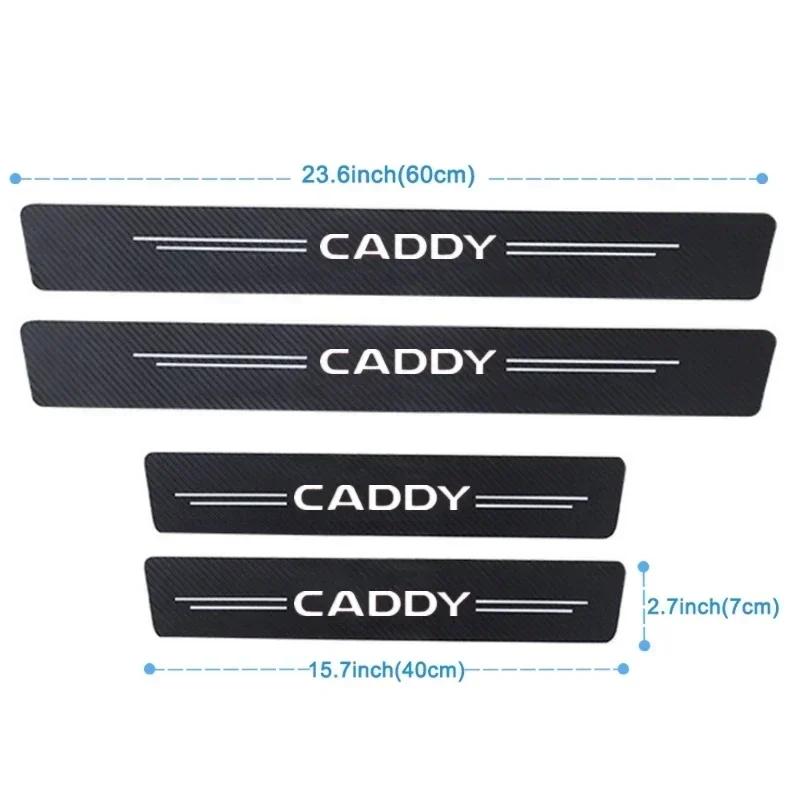 Carbon Fiber Car Threshold Sticker Door Pedal Strips for Volkswagen VW Caddy Rear Trunk Sill Bumper Anti Scratch Guard Decals zs9
