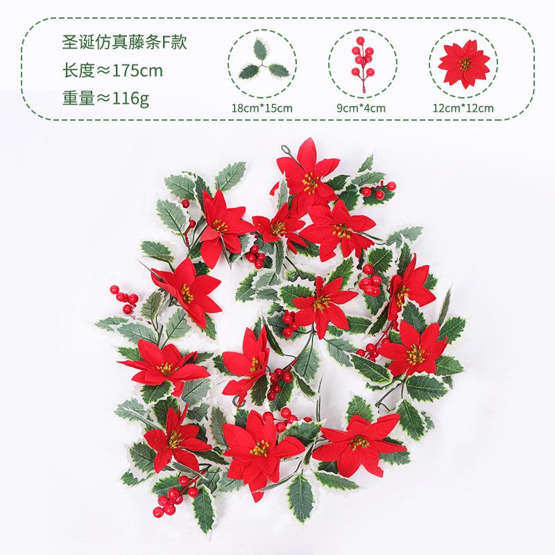 Christmas Rattan European And American Home Decoration Arrangement Artificial Fake Leaves Simulation Christmas Decoration Rattan