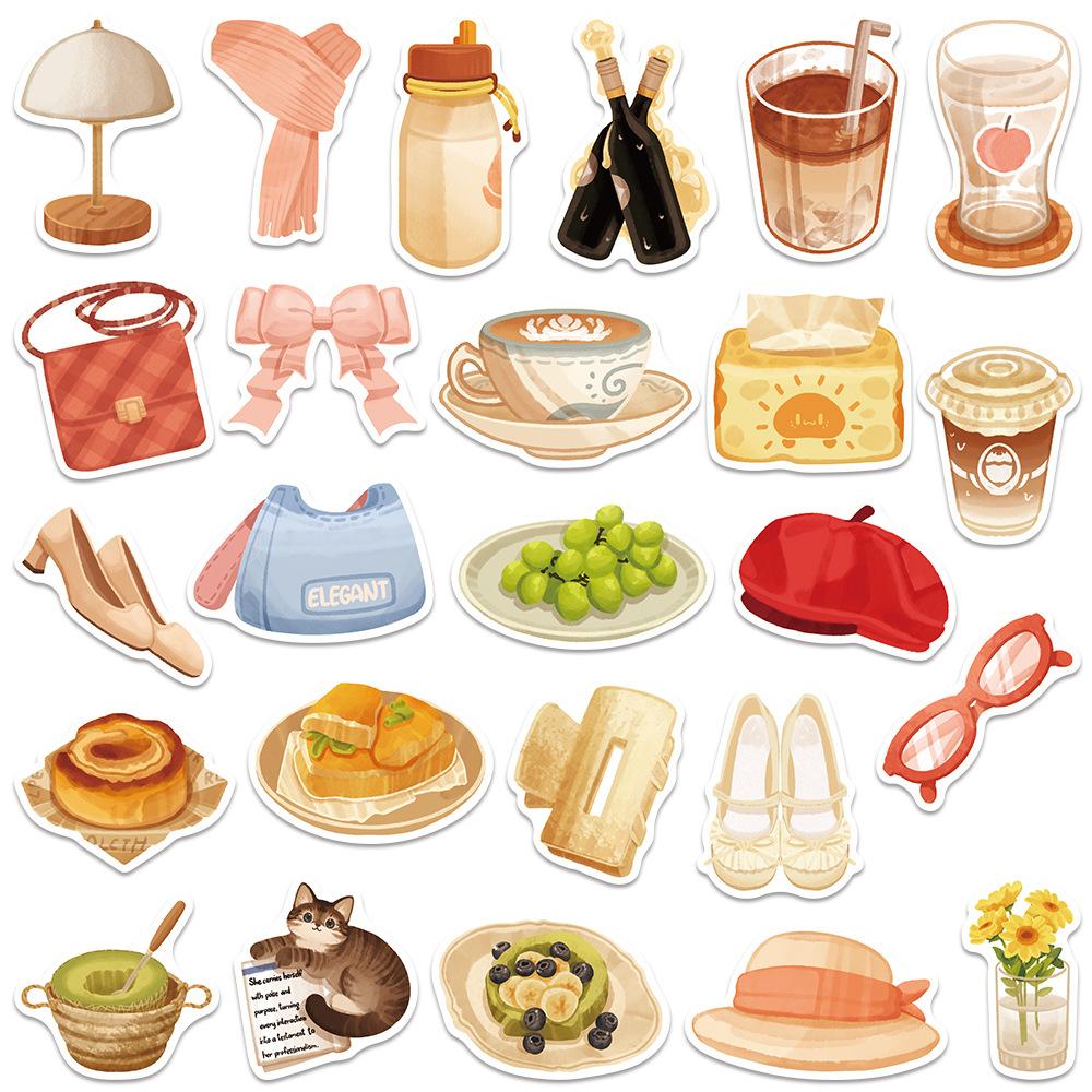 10/30/50pcs Cute Refined Life Graffiti Stickers Cartoon Aesthetic Sticker Waterproof DIY Scrapbook Phone Case Guitar Decals Gift