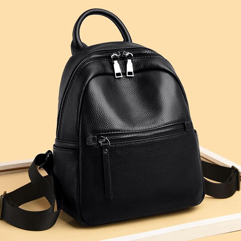 Fashion Women Backpack  Leather Black Travel Bags Girl's Schoolbag High Quality Knapsack