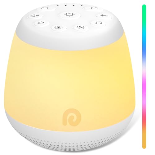 Dreamegg Nursing Light, White Noise Machine with 24 Soothing Sounds, Music Box, Built-in Battery, RGB Light, Dimmable and Color-Adjustable, Timer, USB